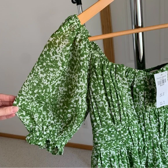 Abercrombie & Fitch Green Puff Sleeve Mini Dress NWT Medium Tall - Picture 4 of 12